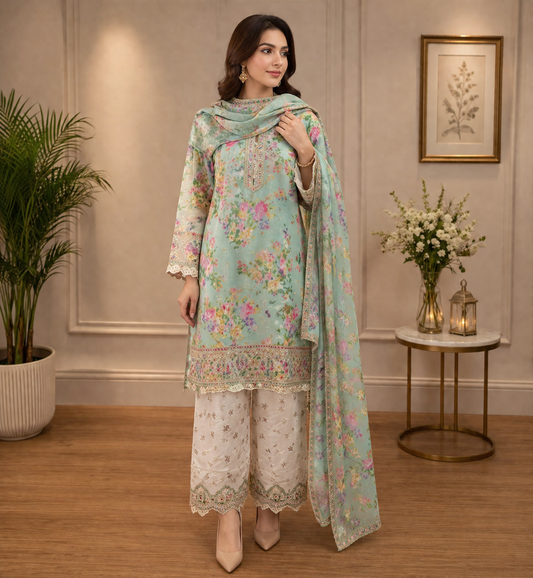 Farshi Shalwar Party Wear – 3 Piece Suit